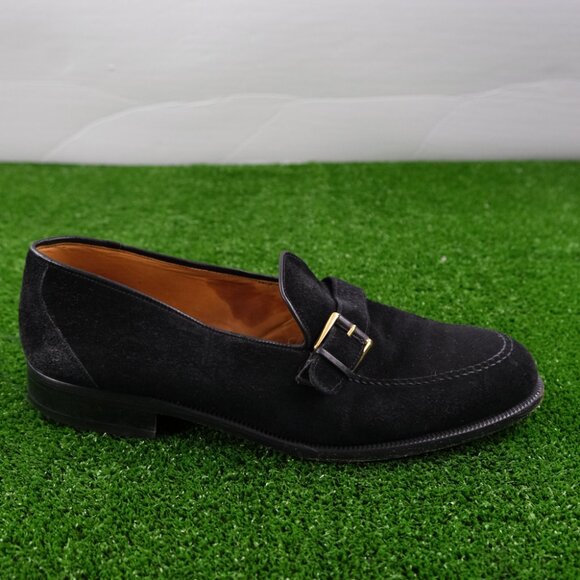 Yanko Olive Suede Leather Gold Buckle Heel Loafer Traveler Mens 9 EE Hard Bottom main image 5